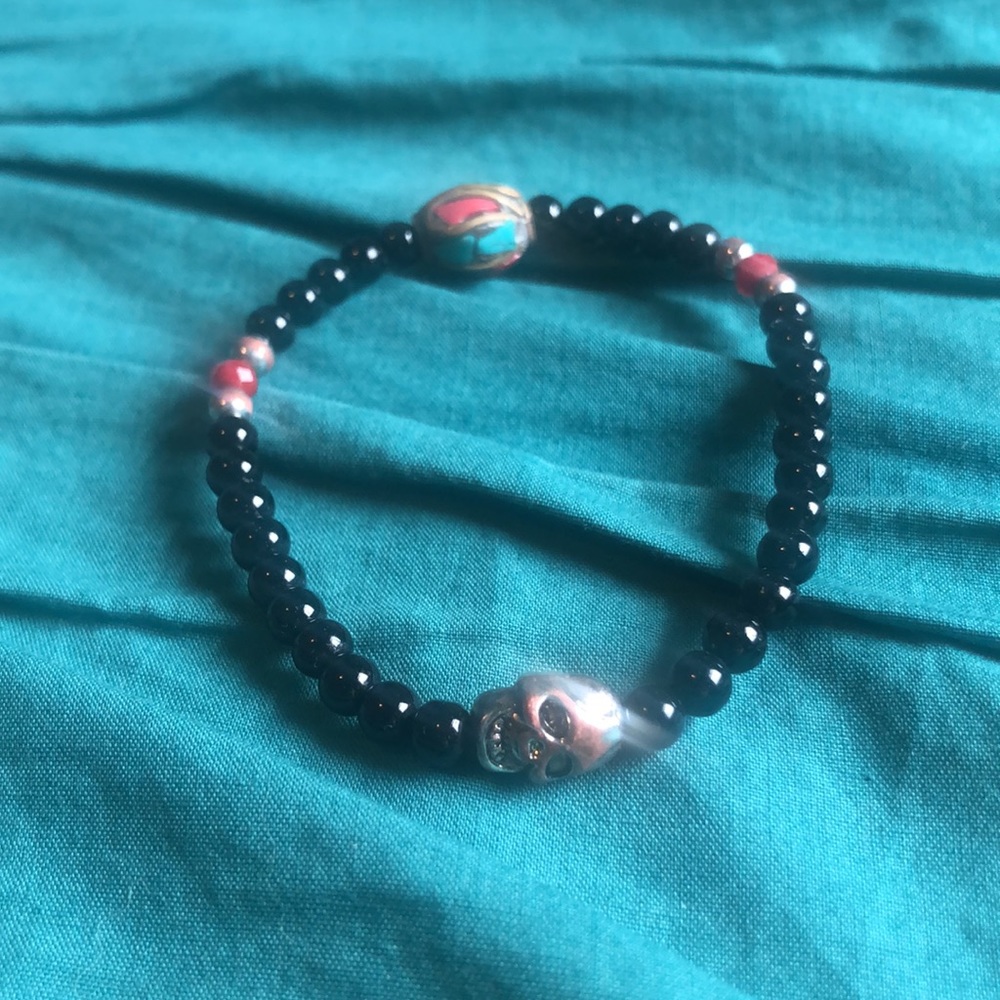 Beaded Skull Stretch Bracelet